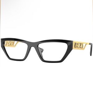 Versace Women's Glasses in Black with Gold Detail
